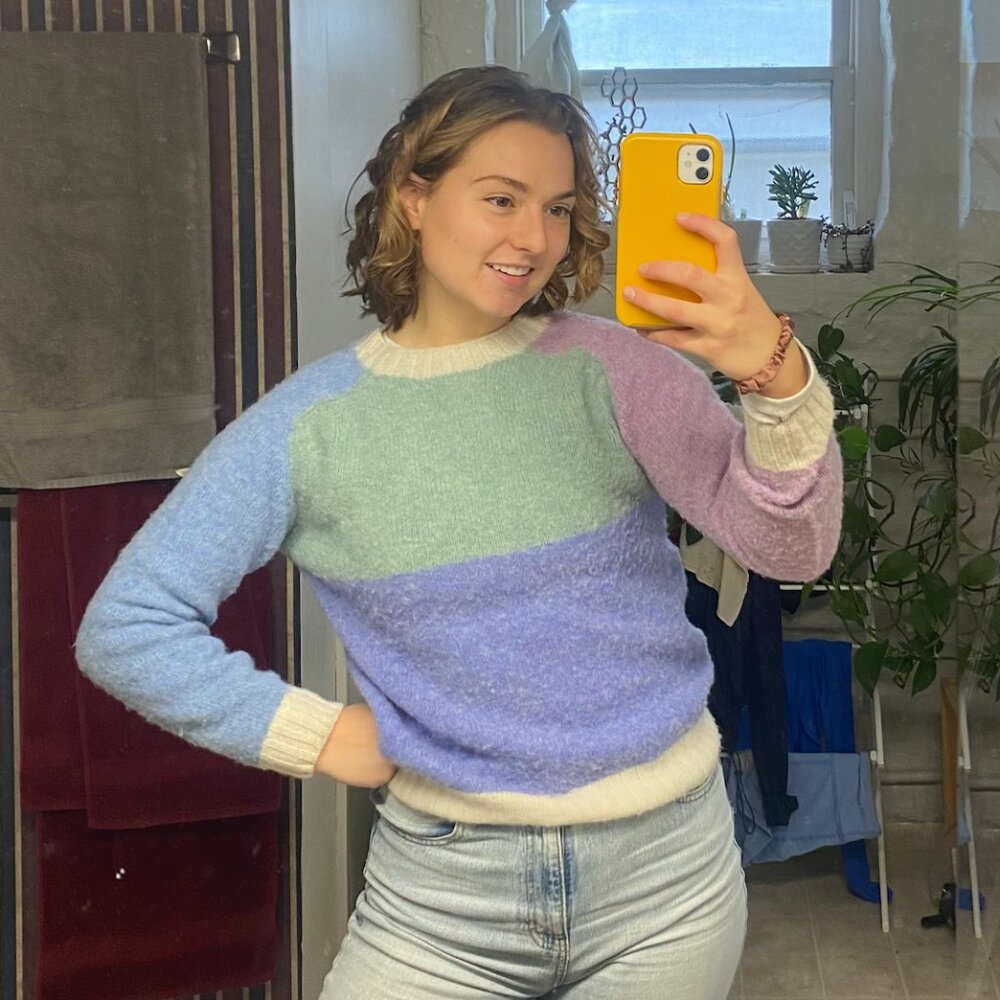 Howlin' Made in Scotland Colorblock Wool Crewneck Sweater S